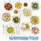 Traditional norwegian seafood and vegetable dishes