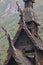 Traditional norwegian stave church detail. Borgund. Travel Norway. Tourism