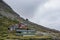 Traditional norwegian wooden mountain huts cabin at Troll path Trollstigen, Norway