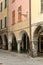 Traditional old houses on medieval covered walkway, Chiavari , I