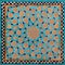 Traditional Old Islamic Design made of Brown Clay and Blue Tiles in Yazd