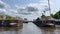 Traditional old narrow houses boats and canals Amsterdam, Netherlands, Europe, July 5 2023