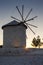 Traditional old stone windmill twilight shot