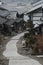 Traditional old wooden houses with a twisting path in Magome juku