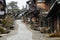 Traditional old wooden houses with a twisting path in Magome juku