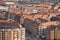 Traditional orange bricks buildings facades in Copenhaguen city. Denmark