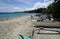 traditional outrigger boats at the beach of bohol on the philippine islands