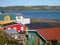 Traditional palafitos houses on woodem columns in chiloe