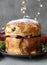 Traditional Panettone, an Italian sweet bread loaf, originally from Milan, for Christmas and New Year.