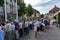 Traditional parade of school children who carry branch of hazel at Rutenzug Brugg on the 4th of july at Jugendfest Brugg 2019