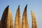 Traditional Peruvian small Reed Boats (Caballitos de Totora), straw boats still used by local fishermens in Peru