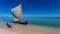 Traditional pirogue on seashore at Nosy Ve island, Anakao, Madagascar