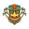 Traditional polynesian tiki idol. Illustration of tribal tiki mask. Design element for decorations.