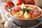 Traditional Porra antequera vegetable puree soup with boiled egg