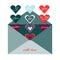 Traditional postal envelope with romantic desire. Image of heart and romantic wishes.