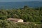 Traditional Provencal house under Luberon mountains