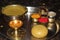 Traditional puja thali with lamp
