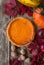 Traditional pumpkin pie halloween sweet treat tart