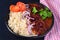 Traditional punjabi curry -Rajma masala served with rice and salad