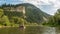 Traditional rafting on the Dunajec Gorge, Pieniny, Poland,