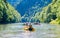 Traditional rafting on the Dunajec River on wooden boats.