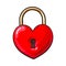 Traditional red heart shaped padlock for love lock unity ceremony