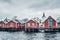 Traditional red rorbu houses in Reine, Norway