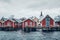 Traditional red rorbu houses in Reine, Norway