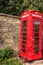 Traditional red telephone box in UK