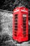 Traditional red telephone box in UK