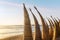 Traditional reed boats called Caballitos de totora - Huanchaco, Trujillo, Peru