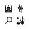 Traditional religious muslim items black glyph icons set on white space