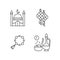 Traditional religious muslim items linear icons set
