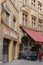 Traditional restaurant in Lyon narrow streets