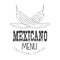 Traditional Restaurant Mexican Food Menu Promo Sign In Sketch Style With Chili Peppers , Design Label Black And White