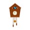 Traditional retro cuckoo clock hanging on the wall