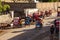 Traditional rickshaw bicycle with Malagasy people on the street of Toliara, one of the ways to earn money. Everyday life on the