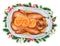 Traditional roasted Christmas Peking duck with oranges