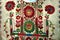 Traditional Romanian Hungarian costume detail with flower motif