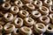 Traditional round bagels background