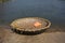 Traditional round boat, Indian coracle near the river Tungabhadra, Hampi , Karnataka