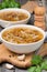 Traditional Russian cabbage soup with wild mushrooms