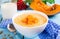 Traditional russian cuisine dish - porridge with pumpkin, nutritional, health-giving and very tasty, very good for family breakfas