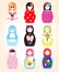 Traditional Russian doll Matryoshka toy nesting vector illustration with human puppet girl cute face