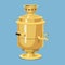 Traditional Russian gold samovar culture dish course drink welcome to Russia gourmet national meal vector illustration