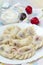 Traditional Russian Ukrainian dumplings, vareniki with cherry