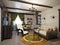 Traditional Rustic Craftsman Farmhouse Living room and Dining room