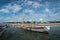 Traditional sail catamaran boat on the sea in Africa wooden sail boat