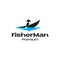 Traditional sailor man or fisher with boat logo symbol icon vector graphic design illustration idea creative