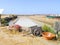 Traditional saltworks. Isla Cristina, Huelva, Spain. Deposits sediments, canals and mud flats. Southern Andalusia saltworks